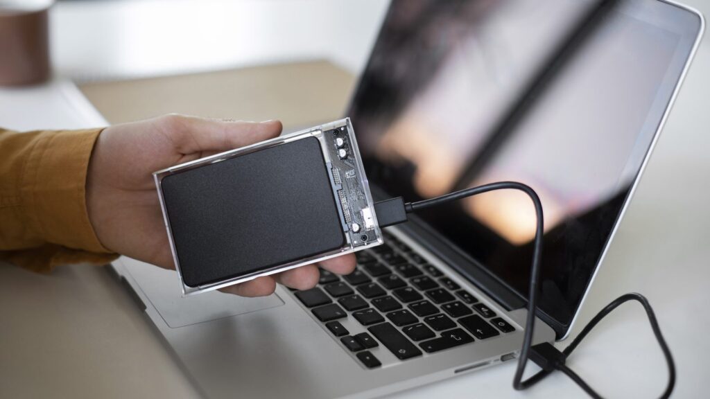 Man using external storage used