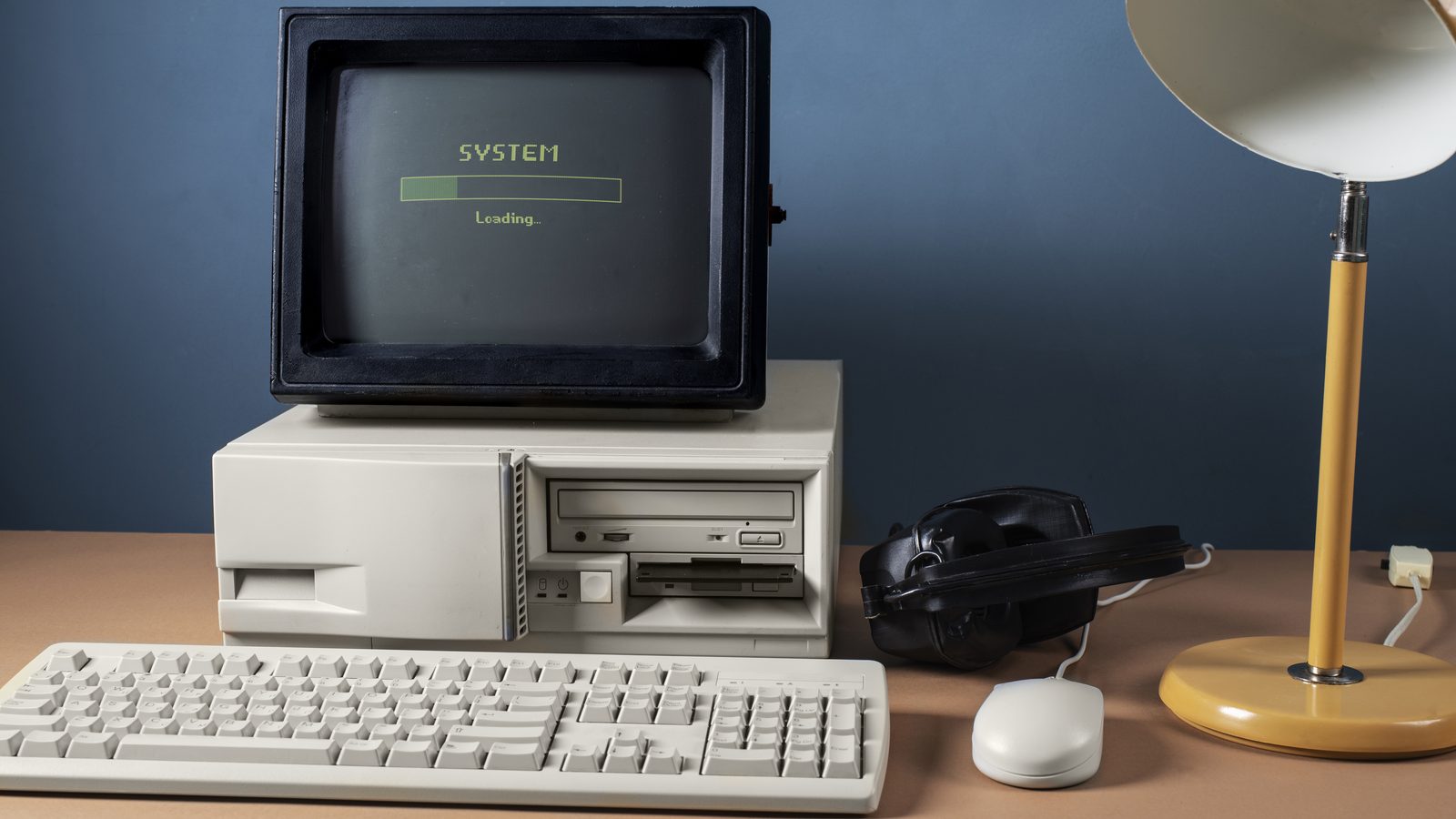 View of retro computer and technology