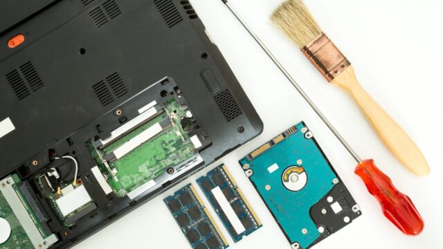 Hard disk and RAM for computer notebook, Repair computer concept