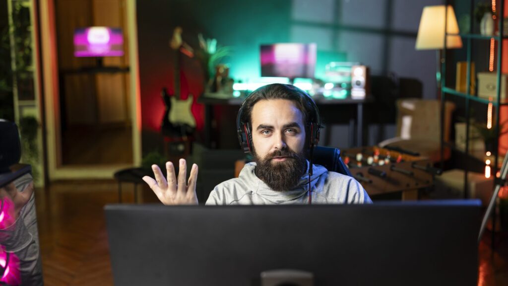 Gamer captivating fans during livestream engaging with them