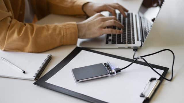 Man using external storage used