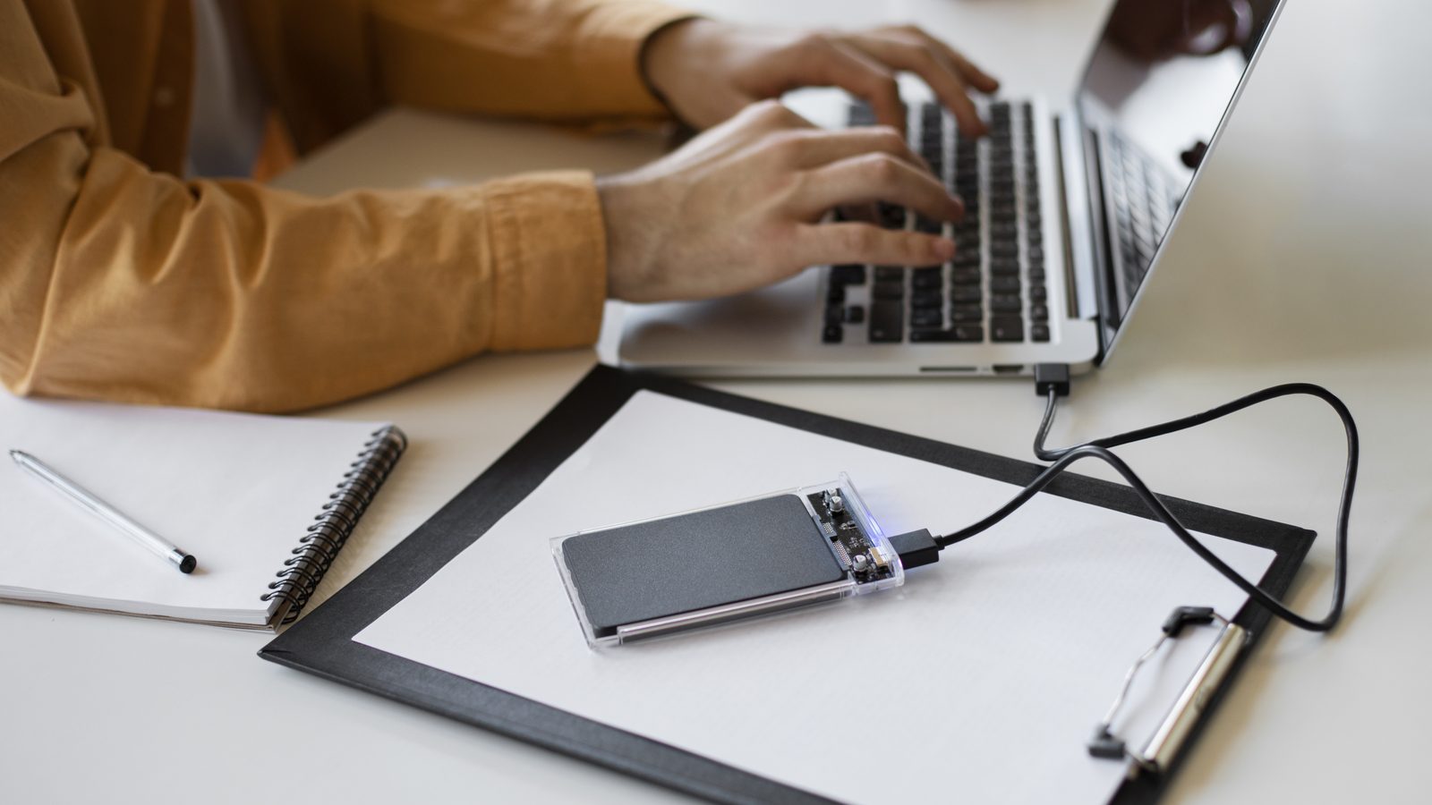 Man using external storage used